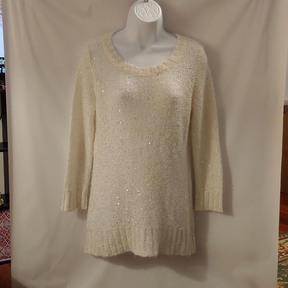Women's The Limited Off-White Sparkly Sweater, L